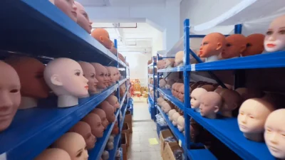 Produção de cabeças de bonecas sexuais de silicone XYlover - Racks de armazenamento de fábrica
